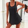 2024 Vestido de camisola em forma de I sem mangas com gola em U para mulheres europeias e americanas casual saia coringa