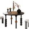 Mesa Redonda de Comedor y Sillas Retro Francesas de Madera Maciza Mesa Redonda de Diseñador Creativo Estilo Antiguo Mesa de Comedor de Troncos para Apartamento Pequeño en Casa