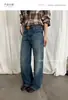 Jeans de Cintura Alta Reto Lavado Desgastado Estilo Coreano Versátil Zíper Ykk T-Platform2026 Outono 58113