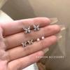 Conjunto de seis pendientes de corazón para niña, delicados pendientes de mariposa con perlas de imitación, pequeños pendientes de diamantes de viajero diario, combinación