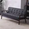 Sofá individual de cuero minimalista moderno nórdico de madera maciza de tres plazas para cafetería, sofá de dos plazas para sala de estar para espacios pequeños