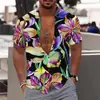 2024 Nueva Camisa de Manga Corta Estilo Hawái para Comercio Exterior con Estampado Digital 3D para Hombre Casual Talla Grande Camisa de Playa