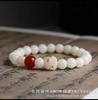 Pulsera de garra de gato tallada en carbón con jade blanco/esmeralda She Taicui, versión para estudiantes, con colgante DIY.