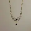 Collar de Borla Negra con Forma de Gota de Agua y Mariposa Estilo Palacio Retro Europeo y Americano Accesorios de Collar de Clavícula Exagerados de Industria Pesada de Alta Gama