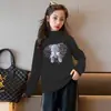 Y2547# nuevo top base cálido de terciopelo de doble cara con cuello semi-alto de manga larga para otoño e invierno, moda para mujer