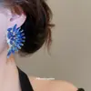 Pendientes de Ala Exagerados con Pedrería Estilo Europeo y Americano de Aguja de Plata, Pendientes de Lujo Ligero de Gama Alta, Accesorios de Oreja de Moda y Únicos para Mujeres