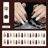 Ojo de Gato Caramelo Cuadros Volantes Lunares Líneas Dibujadas a Mano Gato Chica Linda Estilo Europeo y Americano Arte de Uñas Removible 30 Piezas