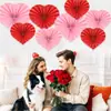Decoraciones para Fiesta de San Valentín Abanicos de Papel Rojos y Rosas en Forma de Corazón Decoración de Habitación de Boda Abanico Plegable en Forma de Corazón para Boda Adornos Colgantes
