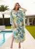Roupa de Proteção Solar para Praia com Estampa Laranja para Mulheres, Roupa de Banho de Viscose Soltinha de Verão, Saída de Praia, Roupa de Banho por Cima