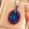 2025 Zhuang Shengsheng Joyería Corindón Rojo Simulado Espinela Azul Set de Joyería de Lujo Ligero Piedra Principal 15*20 Venta al por Mayor