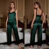 Pijama de Seda Gelada Yaoting Amazon Feminino Verão Renda Alça Calça Roupas de Casa Femininas Dt3236