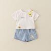 Ropa para Niños Huzhou Zhili Conjunto de Verano para Niños Estilo Coreano Algodón Puro Bebé de un Año Mangas Cortas Ropa Delgada de Verano para Niños