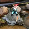 Novos ornamentos de resina transfronteiriços decoração de pátio jardinagem gnomo montar tartaruga pesca estátua de anão micro-paisagem agora