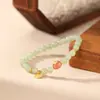 Yilu Plata de Ley S925 Chapado en Oro Jade Hetian Rojo Escarlata Rojo Sur Caqui Ruyi Yuanzhu Lianzhu Pulsera Creativa de Nicho