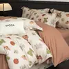 Conjunto de Quatro Peças de Algodão Puro Cerâmica Escovada Todas de Algodão Universal para Todas as Estações Capa de Edredom Lençol Simples Espesso Quente para Cama de 1,8m