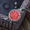 Colgante de Moneda Personalizada con Runa Espíritu de la Montaña de Plata 925 con Superficie de Cinabrio y Mantra de Seis Caracteres, Colgante de Rueda Bagua Tai Chi