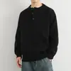 Nueva ropa de otoño e invierno para hombre: Estilo Old Money Nuevo Aristocrático, cuello Henry, tejido casual de moda, camiseta básica de marca juvenil de moda, talla grande
