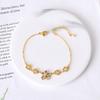 Pulseira feminina retrô artística de flores frescas, com diamantes de alta qualidade, estrela de cinco pontas, flor oca de cinco folhas, pulseira da sorte