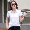 Verano 2025 Nuevo Estilo Camiseta de Solapa de Manga Corta para Mujer Algodón Puro Estilo Coreano Suelta Camisa Polo con Botones Morado Suministro Exterior