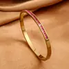 Pulsera de titanio y acero de alta gama transfronteriza con diamantes pulsera de acero inoxidable oro real de 18k galvanizado en horno pulsera abierta para mujer