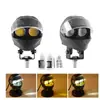 Luz para Motocicleta Externa Casco Doble Foco Rayado Marca de Agua Carcasa Lente Blanca y Amarilla Foco Foco para Vehículo Eléctrico