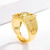 Nuevo anillo bañado en oro para hombre estatua de Buda anillo bañado en oro 999 cabeza de Buda abierta carácter fu de dinero anillo de oro de simulación