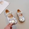 Sapatos de Couro com Pérolas para Meninas 2025 Primavera e Outono Novo Estilo Coreano Infantil Solado Macio Mais Fáceis de Combinar Sapatos de Princesa com Laço para Meninas Pequenas