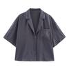 Ropa de Mujer de Comercio Exterior Verano 2025 Estilo Europeo y Americano Solapa Manga Corta Color Puro Camisa + Traje de Shorts Mujer E490019/20F