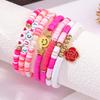 Europa y Estados Unidos transfronterizo caliente multicapa hilo elástico arcilla blanda amor cara sonriente pulsera traje estilo 향봉 flor pulsera