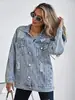 Chaqueta de mezclilla oversize nueva para mujer TEMU Amazon Chaqueta abrigo de mezclilla vieja con agujeros rotos estilo novio