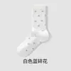 Calcetines de Rizo a Media Pantorrilla Florales Primavera y Otoño Antibacterianos para Mujer Verano Sin Costuras Transpirables Resistentes al Olor Antibacterianos Blancos Dulces Personalizados Zhuji