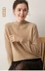 Suéter de punto versátil para mujer, 100% cachemir, cuello semi-alto, nuevo para Otoño/Invierno, grueso, capa base de manga larga