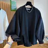 Camisa Chic de Estilo Europeo con Abertura para Mujer, Nueva Colección Primavera y Otoño 2026, Talla Grande, Blusa Casual Elegante de Cuello Redondo para Mujeres de Tallas Grandes