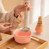 Juego de Tazón para Matcha y Batidor Estilo Japonés Cocido en Horno, Batidor de Cerámica para Ceremonia del Té Dinastía Song, Juego de Matcha, Cerámica Gruesa