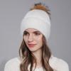 Gorro de piel de mapache auténtica, gorro de punto cálido de piel de conejo para mujer, gorro de lana de invierno a la moda para comercio exterior transfronterizo.