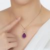Versión coreana de colgante de amatista natural de 7 quilates chapado en oro de 18 quilates, colgante de diamante en forma de corazón, colgante de gema viva con trémolo
