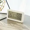 Reloj despertador simple de temperatura y humedad con pantalla LCD de pantalla grande, reloj de mesita de noche, diseño de reloj de venta caliente transfronteriza, doble uso para colgar y de pie
