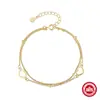Pulseira de Prata Esterlina S925 Criativa de Camada Dupla Coração Feminina Moda Japonesa e Coreana ins Elegante Versátil Prata Pulseira Acessórios Transfronteiriço