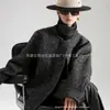 Moda de Lujo Accesible Otoño e Invierno Ol Viajero Patrón de Espiga Cuello Alto Chaqueta Corta Exterior para Mujer Chaqueta de Lana Doble Cara