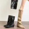 En stock~ Botas de punta apiladas de dos vías desmontables para mujer, nuevo estilo otoño 2026, botines tachonados, adelgazantes y casuales