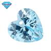Huagang Gem Middle Single Hole Pêssego Coração em Forma de Luz Azul Marinho Zircão Pedra Nua Perfurada Coração em Forma de Artificial Haoshi com Furo
