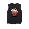 Colete Divertido Fitness Shin-Chan Personalidade Masculina Tendência Verão Novo Fino Cor Sólida Solto Sem Mangas Camiseta
