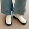 Zapatos de cuero estilo JK para mujer, nuevo modelo de otoño 2026, mocasines sencillos sin cordones con suelas gruesas y puntas redondas, adecuados para combinar con faldas
