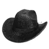 Chapéu de Cowboy com Glitter Transfronteiriço Chapéu de Cowboy com Glitter Rosa Boate Dança Carnaval Festa na Praia Topete com Glitter Dourado