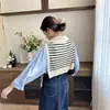 Chal de lana a rayas tejido estilo coreano Cuello falso de alta calidad Para usar por fuera Ropa de mujer Protector de hombro Para usar en el cuello para habitación con aire acondicionado