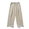 Pantalones Casuales de Pierna Ancha para Hombre, Estilo Verano, Puños Ajustables, Delgados, Corte Holgado, Versátiles de Pierna Recta para Trabajo al Aire Libre