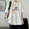 Verano Nueva Camiseta de Seda de Hielo a la Moda Suelta Estilo Hong Kong Estampada Cuello Redondo Manga Corta Camiseta Moda Femenina Combinable Camiseta Fresca