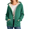 Jaqueta Moletom com Capuz Cor Lisa Casual Quente de Caxemira Outono e Inverno Forrada com Fleece Espessada Quente Jaqueta de Caxemira