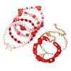 Pulsera Europea y Americana Transfronteriza de Arcilla Polimérica Roja con Perlas de Fresa Rosa, Pulsera de Arcilla Polimérica Suave para Niña, Joyería con Colgante de Amor