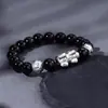 Pulsera Pixiu Transfronteriza para Hombres, Joyería Tejida de Moda Tendencia, Pulsera Personalizada de Nicho para Hombres de Obsidiana de Moda